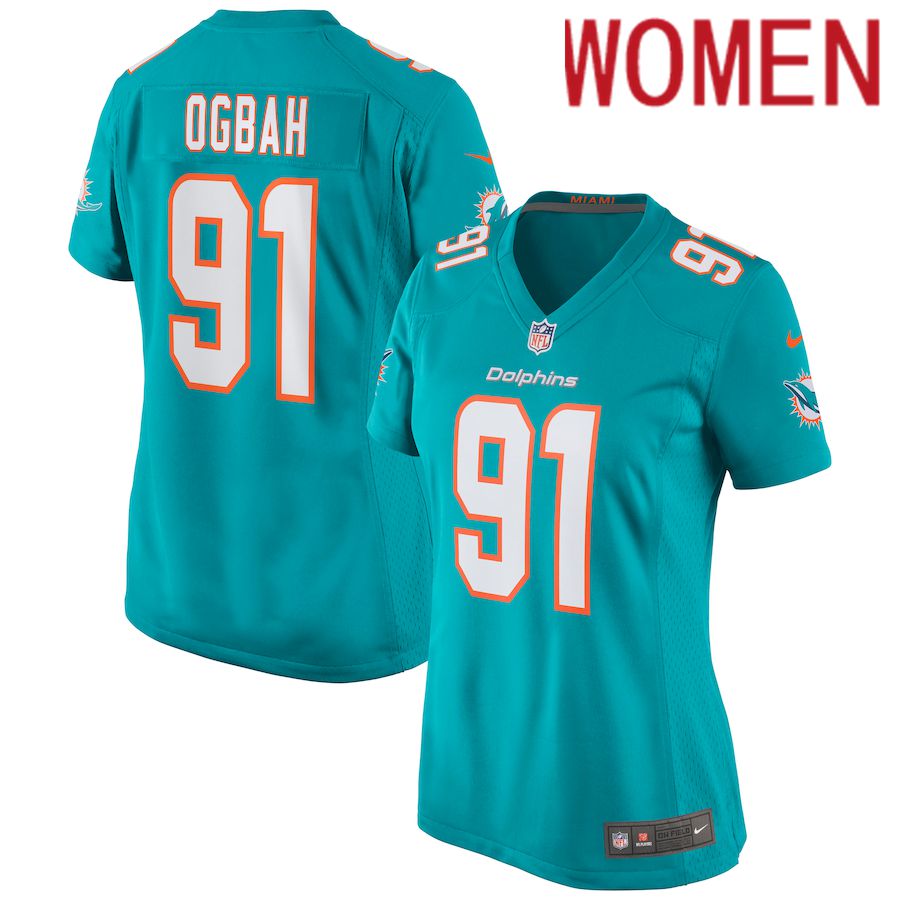 Women Miami Dolphins 91 Emmanuel Ogbah Nike Green Game NFL Jersey